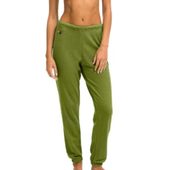 Aviator Nation 5 Stripe Sweatpants Jungle Green L - Picture 2 of 14